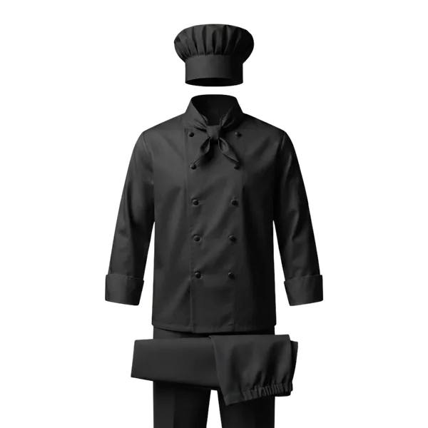 Chefswear set — black colourway, iNeedWorkwear stock