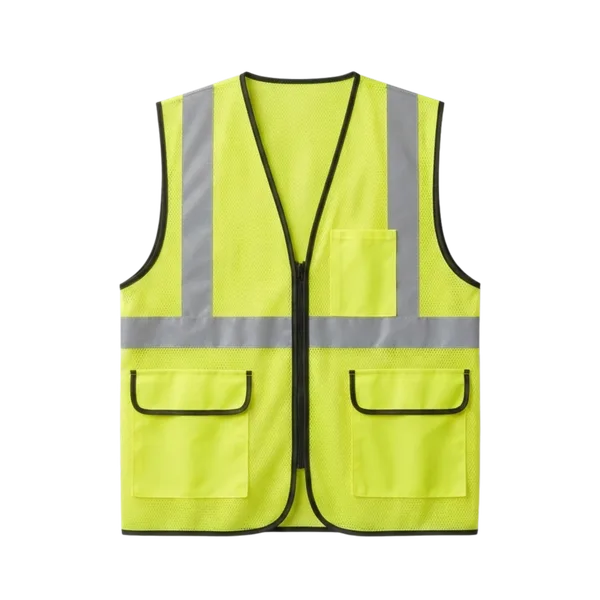 Fluorescent yellow hi-vis vest with retroreflective tape — iNeedWorkwear stock