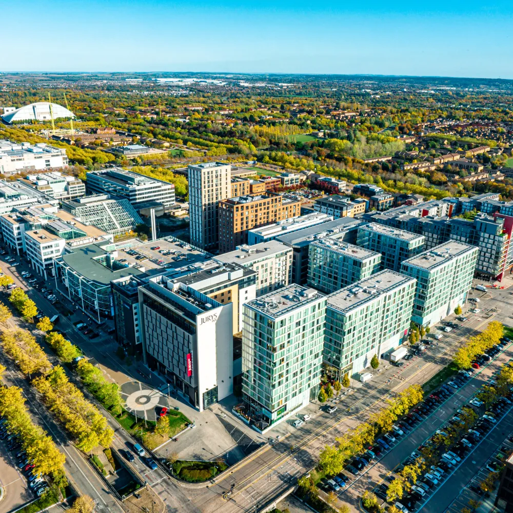 Aerial view of central Milton Keynes